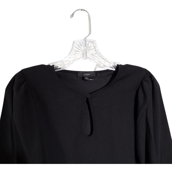 NWT J.Crew Women’s Size PS Puff Sleeve Satin-Back Crepe Top in Black (BL711) - Picture 2 of 7